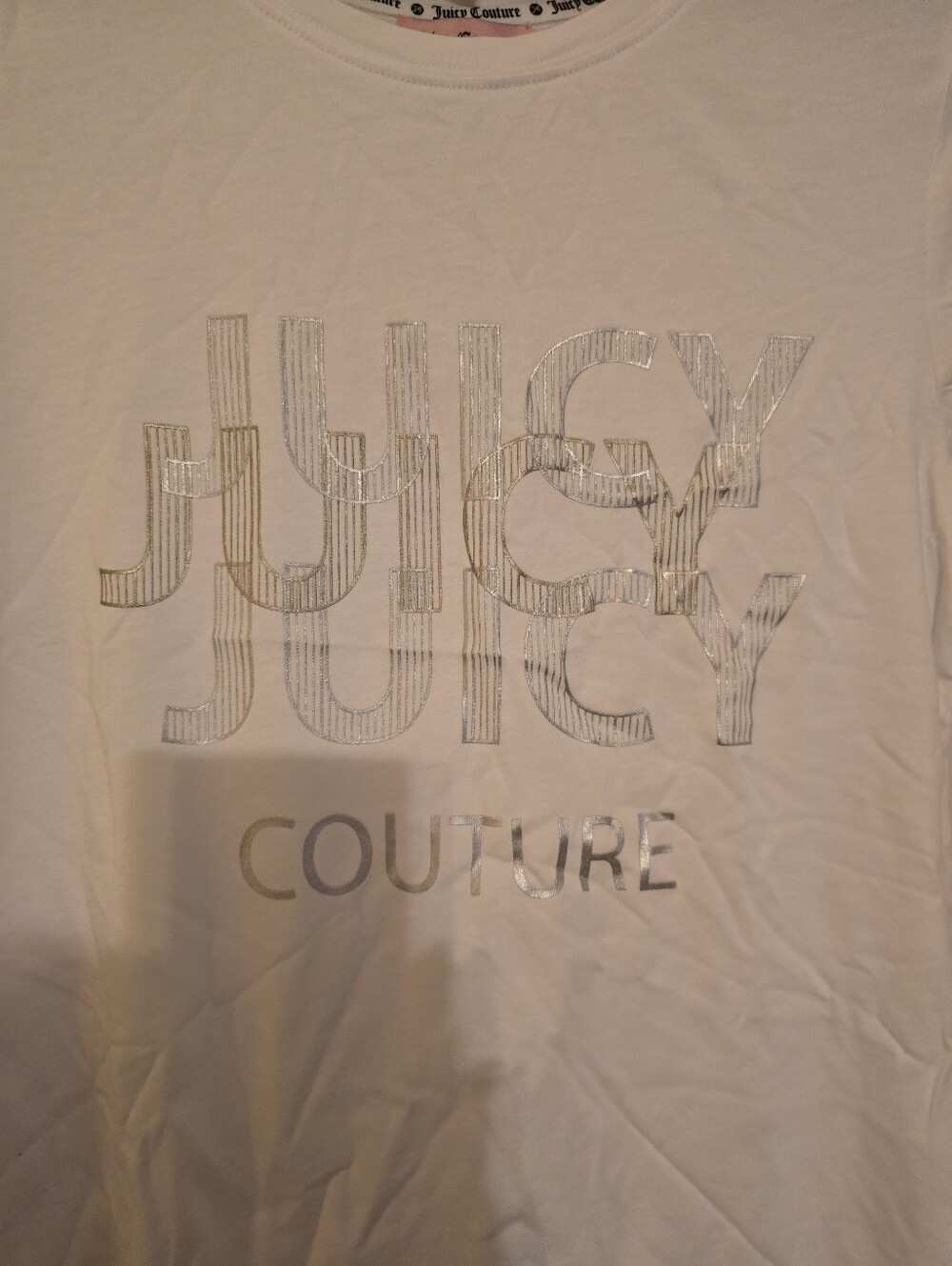 NWT Juicy Couture White Metallic Logo Graphic T-Shirt - Size M - Picture 2 of 5